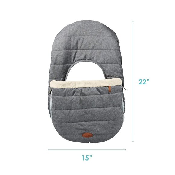 JJ Cole Infant Car Seat Cover With Fleece Lining & Elastic Fit Cold Weather Gray - Picture 3 of 11